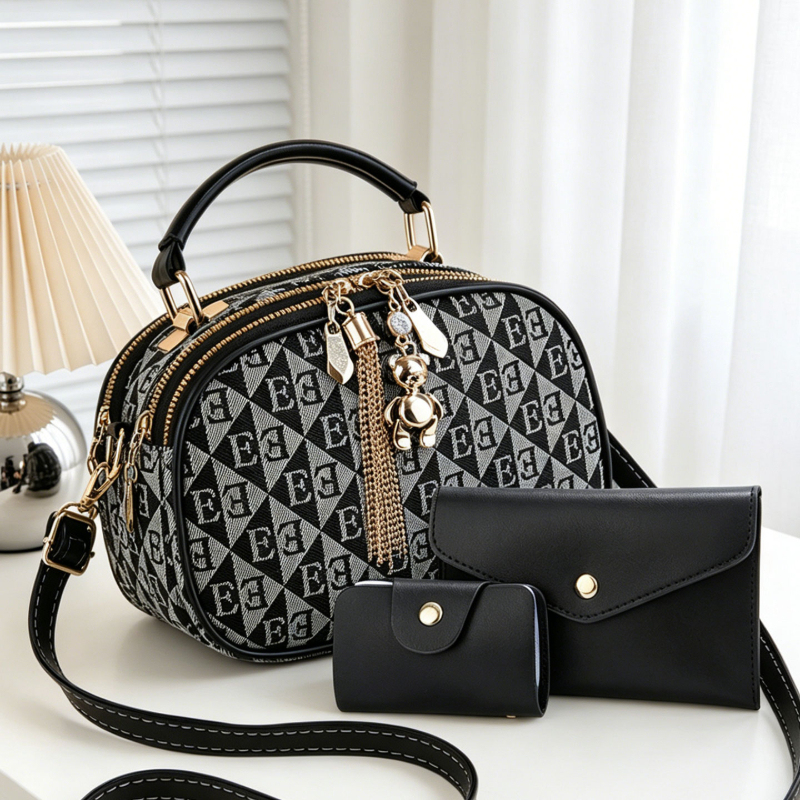 Women Bags Mini - 3-piece letter print mini round bags