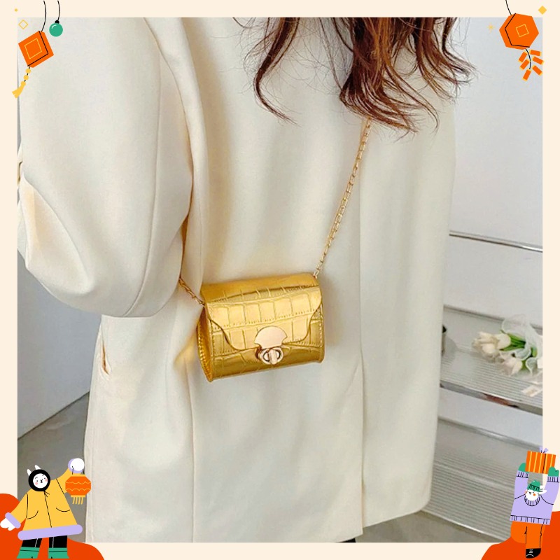 Women Bags Mini - Mini Bag, Yellow and Gold Niche