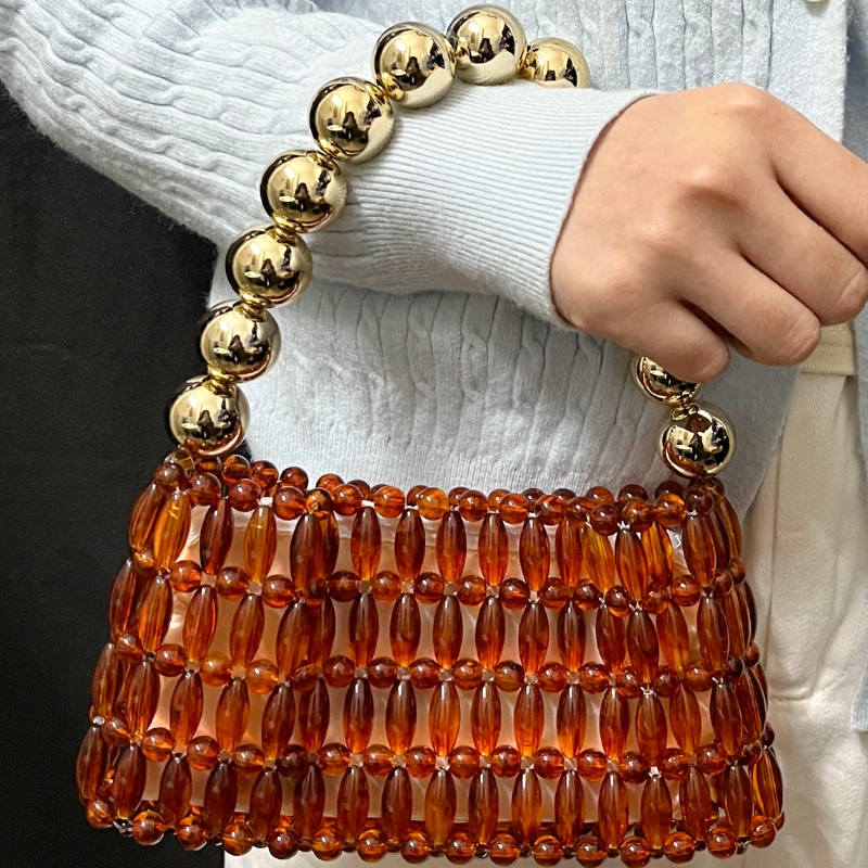 Elegant Handcrafted Beaded Cry - Tortoiseshell Bag Acrylic avaliação e preço