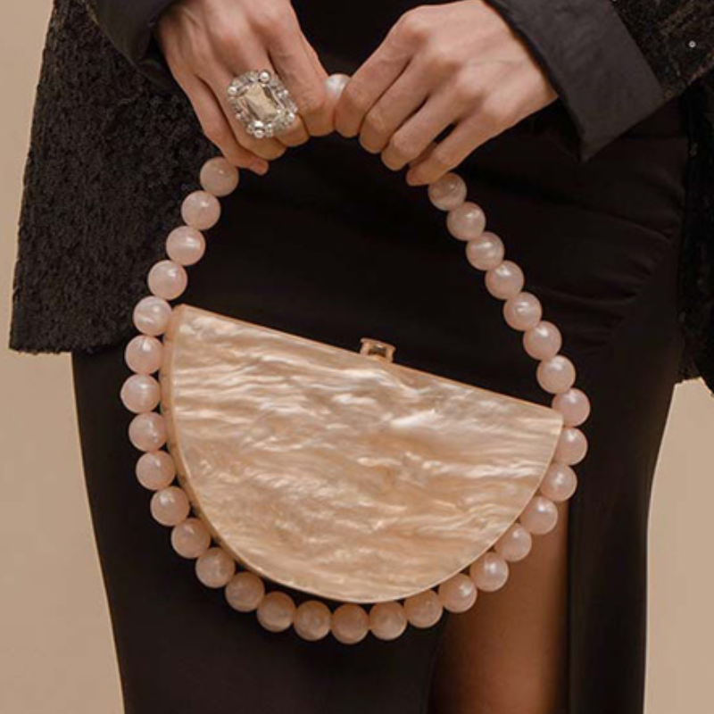 Luxury Pearlescent Bead Chain  - Tortoiseshell Bag Acrylic avaliação e preço
