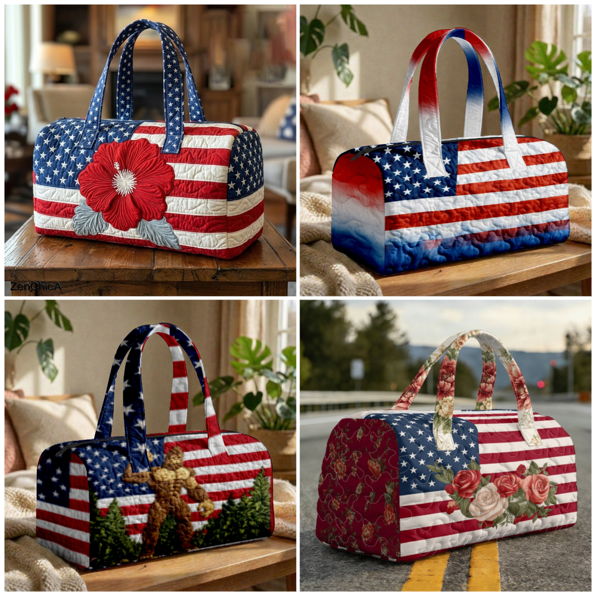 American Flag Quilted Duffle B - Women Bags Usa avaliação e preço