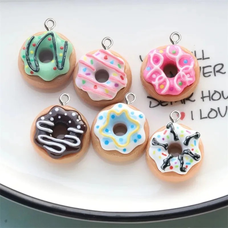 10Pcs Resin Donut Charms Color - Women Bags Mini avaliação e preço