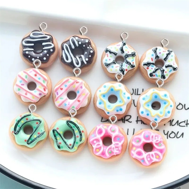 10Pcs Resin Donut Charms Color - Women Bags Mini avaliação e preço