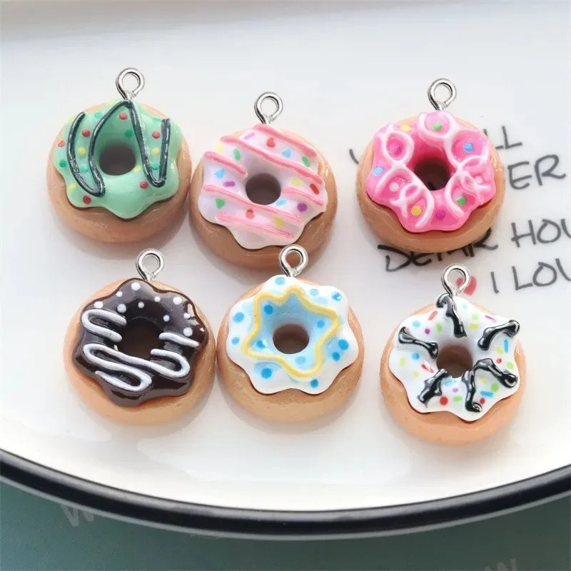 10Pcs Resin Donut Charms Color - Women Bags Mini avaliação e preço