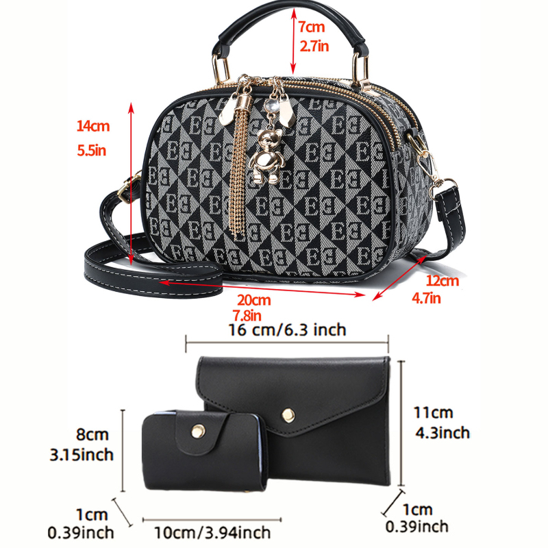 3-piece letter print mini roun - Women Bags Mini avaliação e preço