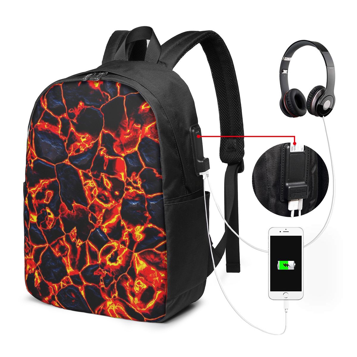 Magma Volcano Lava Fire Backpa - Women'S Bag avaliação e preço
