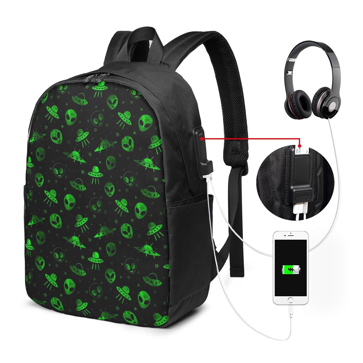 Aliens And UFOs Pattern Backpa - Women'S Bag avaliação e preço