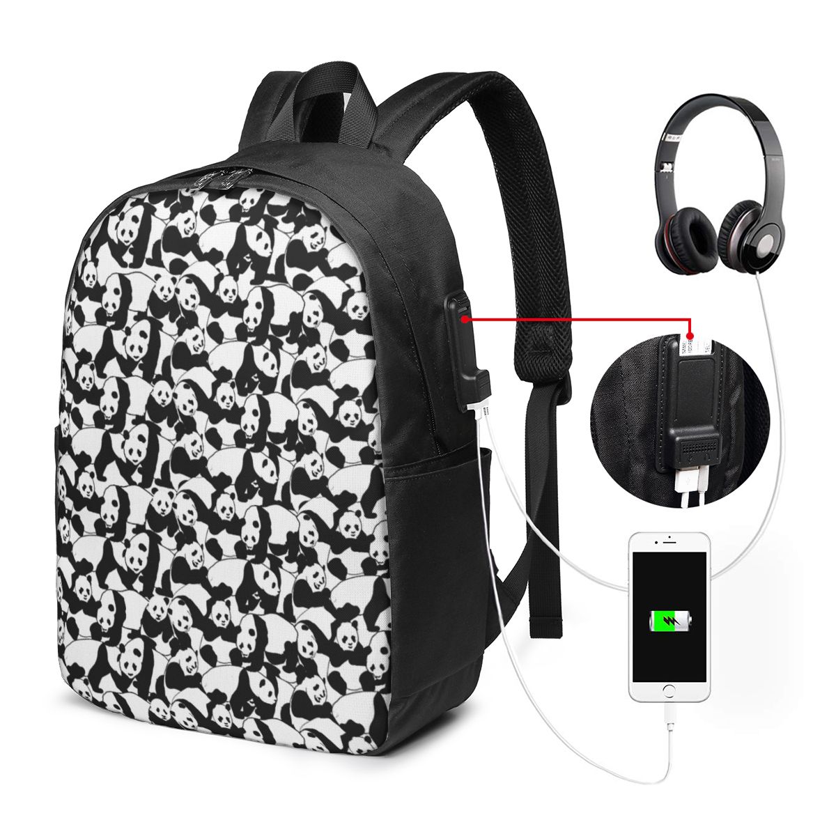 Panda Pattern Backpack Travel  - Womens Backpack avaliação e preço